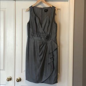 Adrianna Papell Silver Wedding or Cocktail Dress